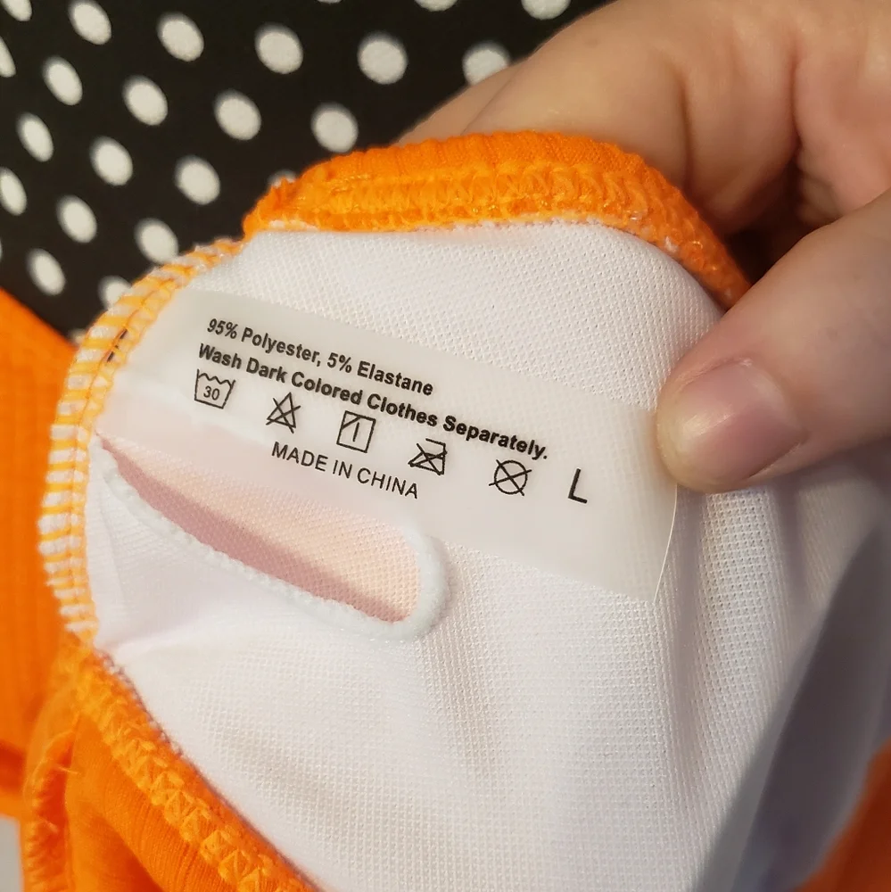 Shein Neon Orange Two-piece Swimsuit Adjustable Straps - Picture 8 of 16